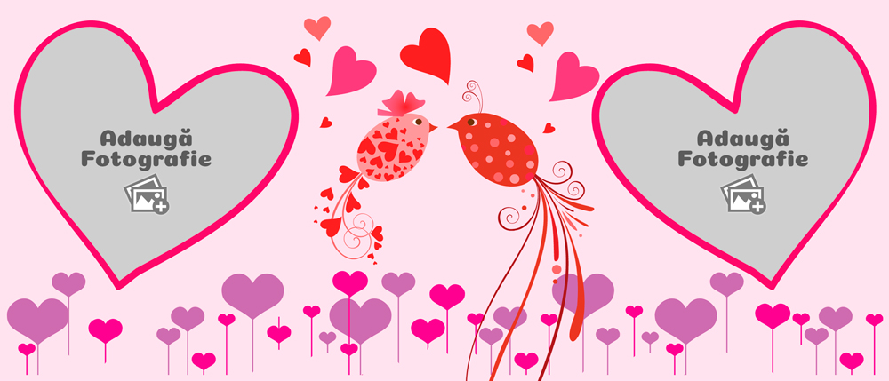 Cană Personalizată - Model "Loving Birds" Cu Două Poze - Vedere Background
